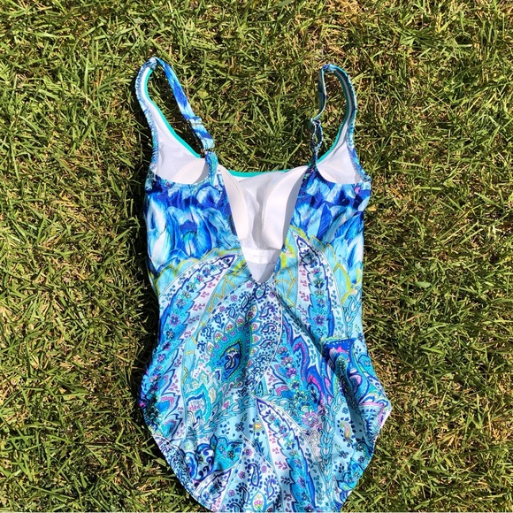 NEW Gottex Blue Print tummy Control Panel Swimsuit 8 - Picture 3 of 8